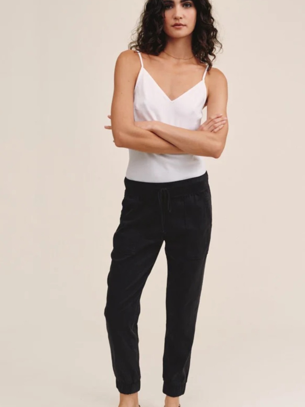 Bella Dahl Pocket Jogger Vintage Black Pants Size Large $145